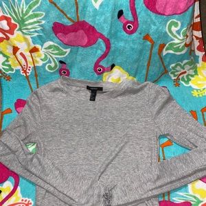 Forever 21 Long Sleeve Gray Crop Tee !!